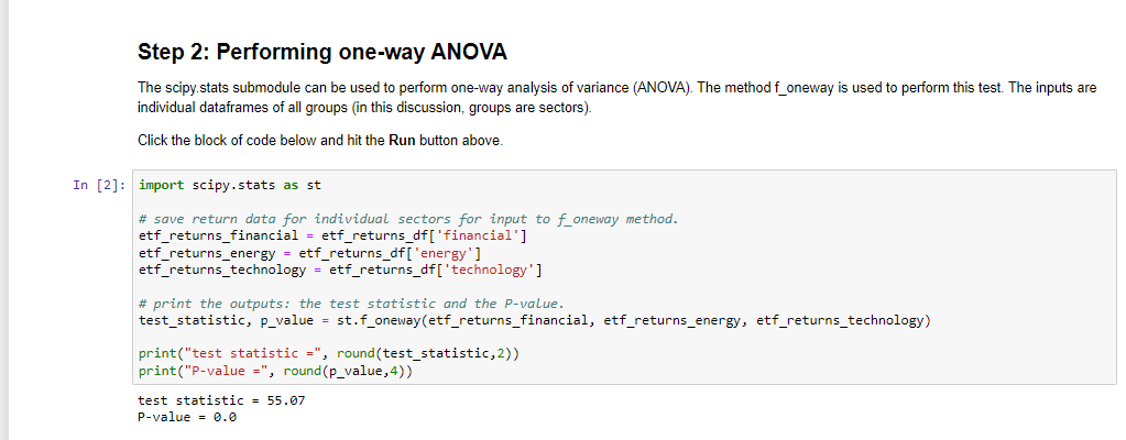 week's reading about one-way analysis of variance (ANOVA). An investment analyst is