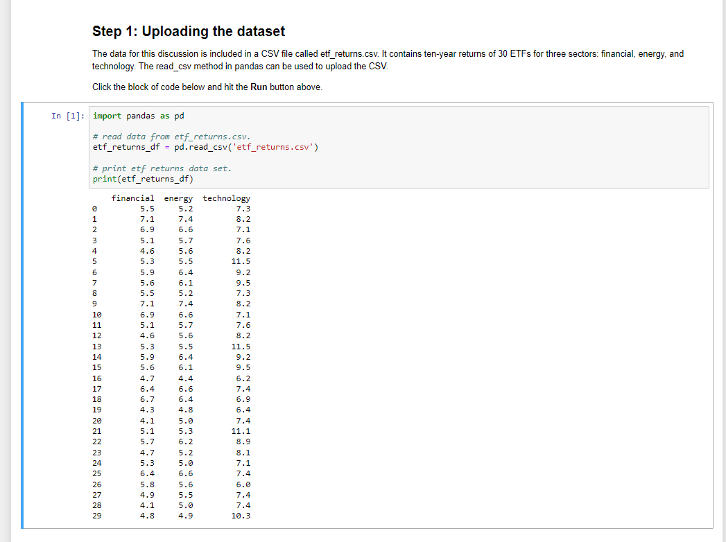 for three sectors: financial, energy, and technology. The analyst obtains a random