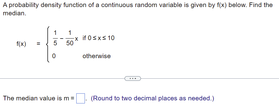 random variable is given by f(x) below. Find the mean, variance, and