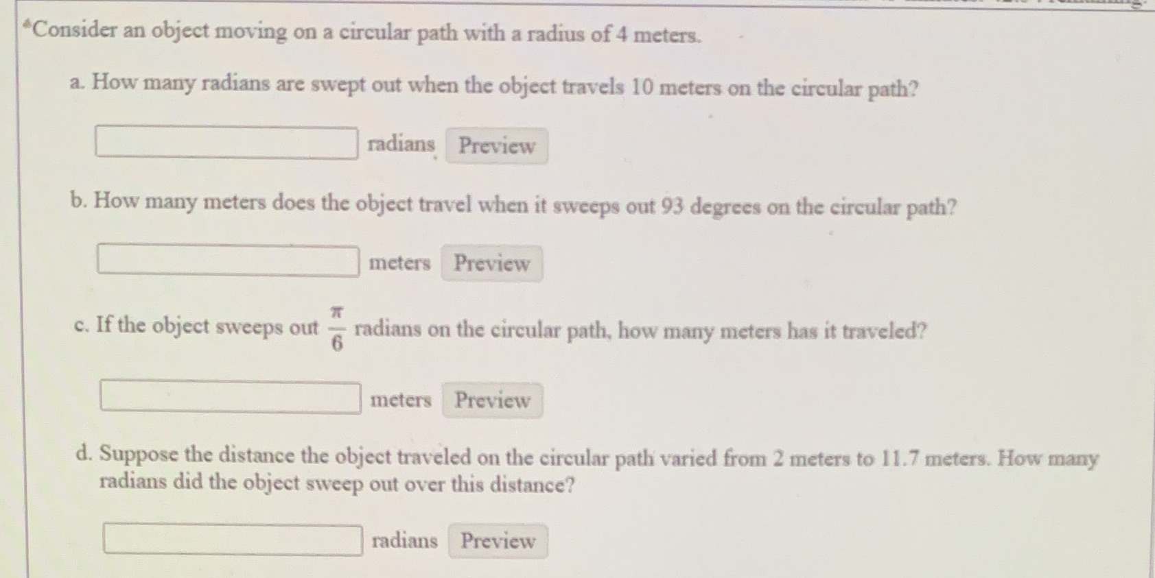  "Consider an object moving on a circular path with a radius