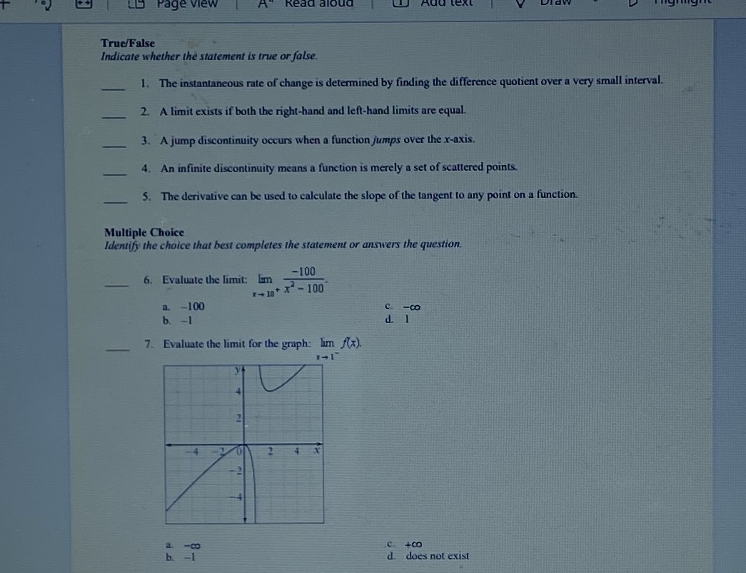  LU Page View Read aloud True/False Indicate whether the statement is