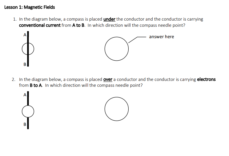 side of the page. In which direction is current flowing in the