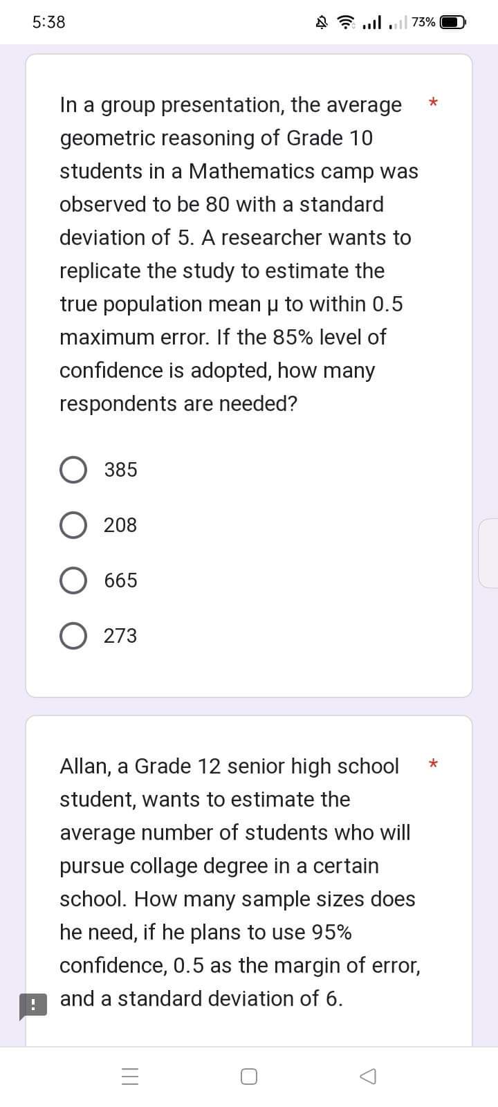  5:38 A ? all .73% In a group presentation, the average
