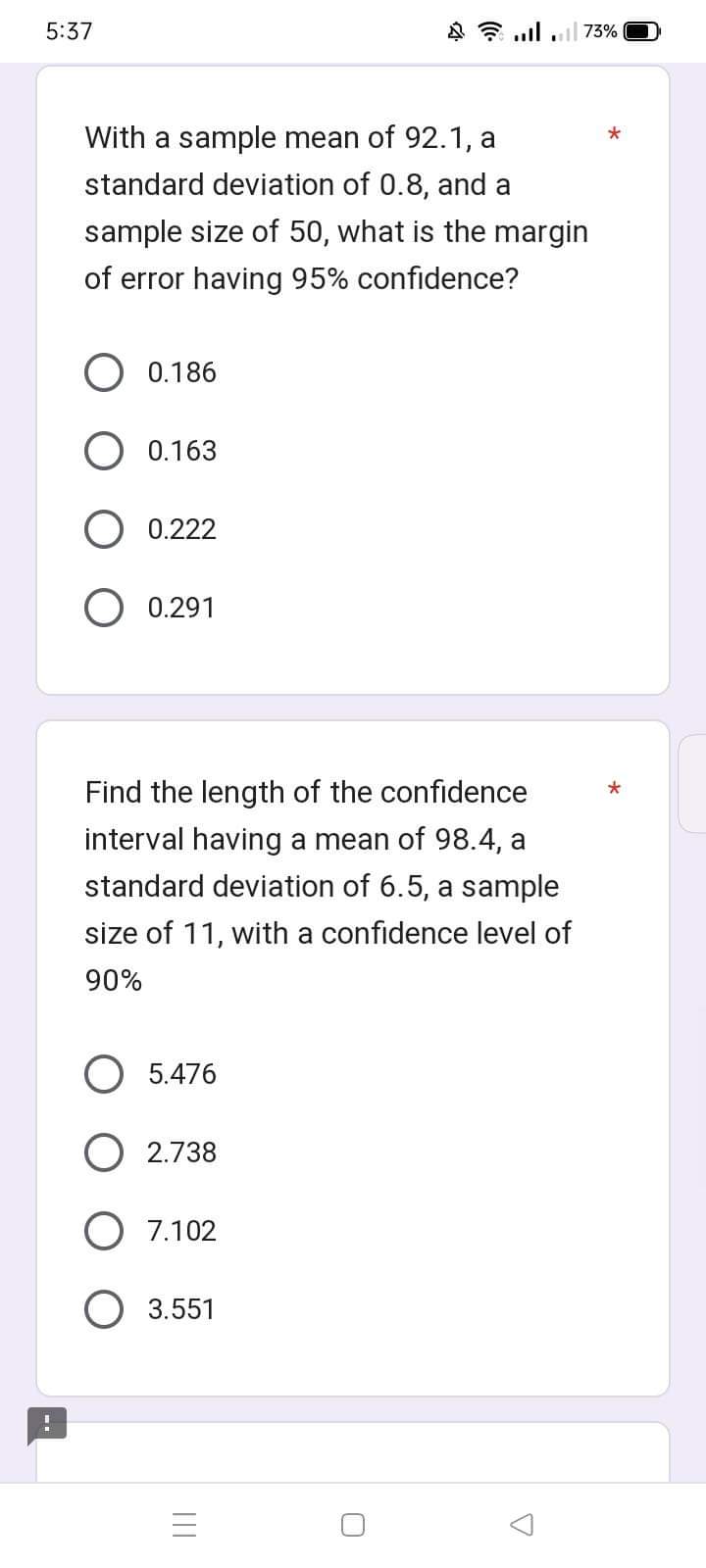 he plans to use 95% confidence, 0.5 as the margin of error,