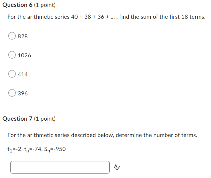 of terms in the given arithmetic sequence: 40, 38, 36,....-30 '*/ Question