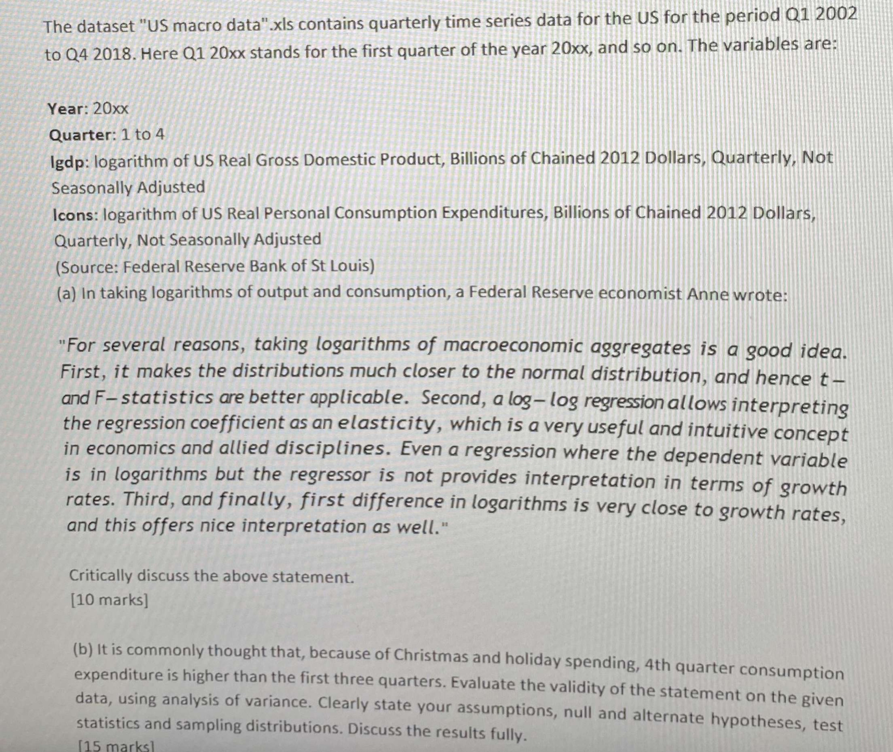 the US for the period Q1 2002 to Q4 2018. Here Q1