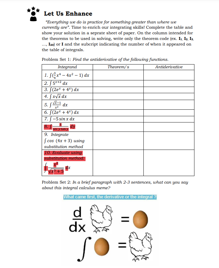 than where we currently are". Time to enrich our integrating skills! Complete