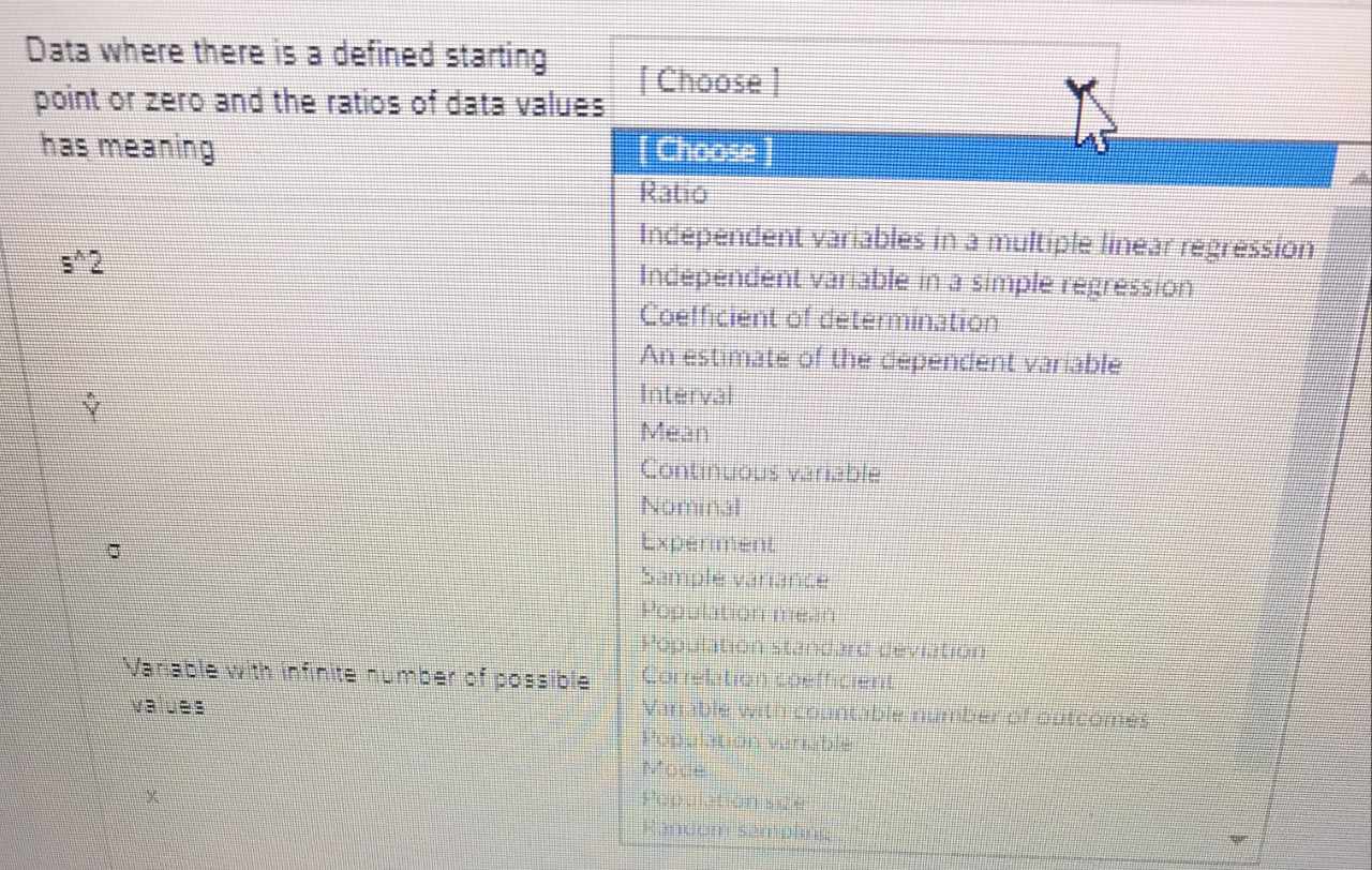  Data where there is a defined starting [ Choose ] point