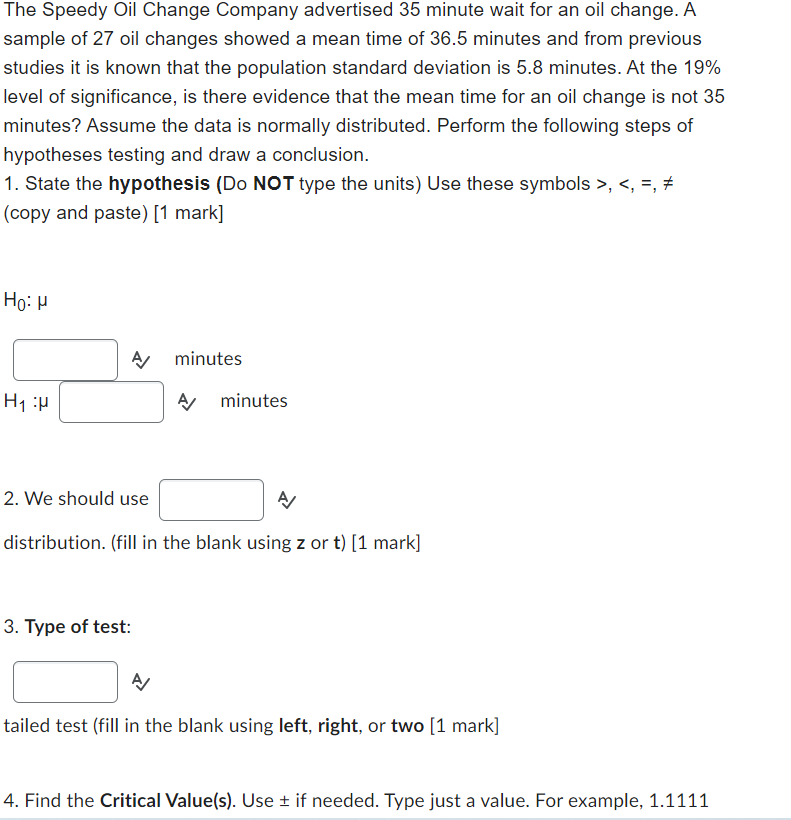 HelloCould you please help me with this exercise? The Speedy Oil