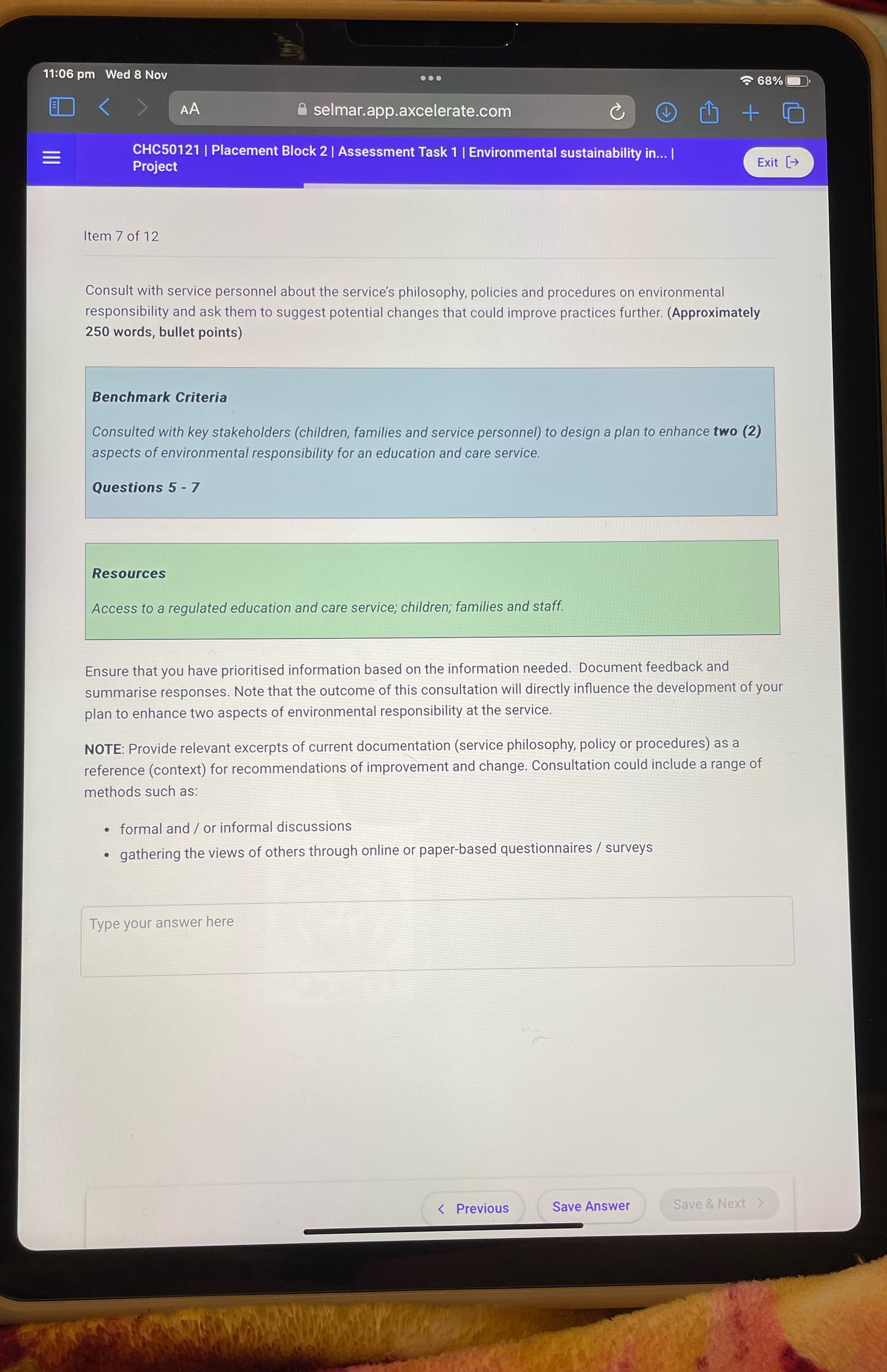 11:06 pm Wed 8 Nov a selmar.app.axcelerate.com CHC50121 1 Placement Block 2