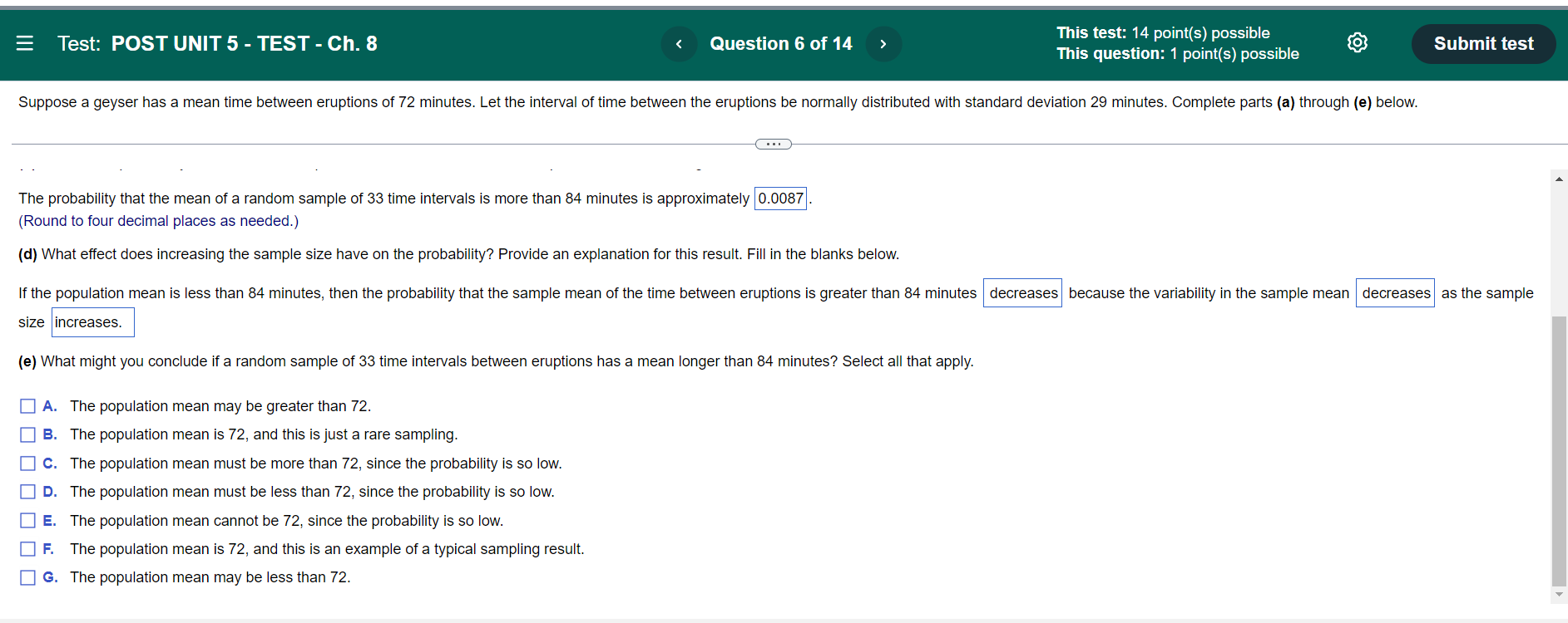 possible Submit test A researcher studying public opinion of proposed Social Security