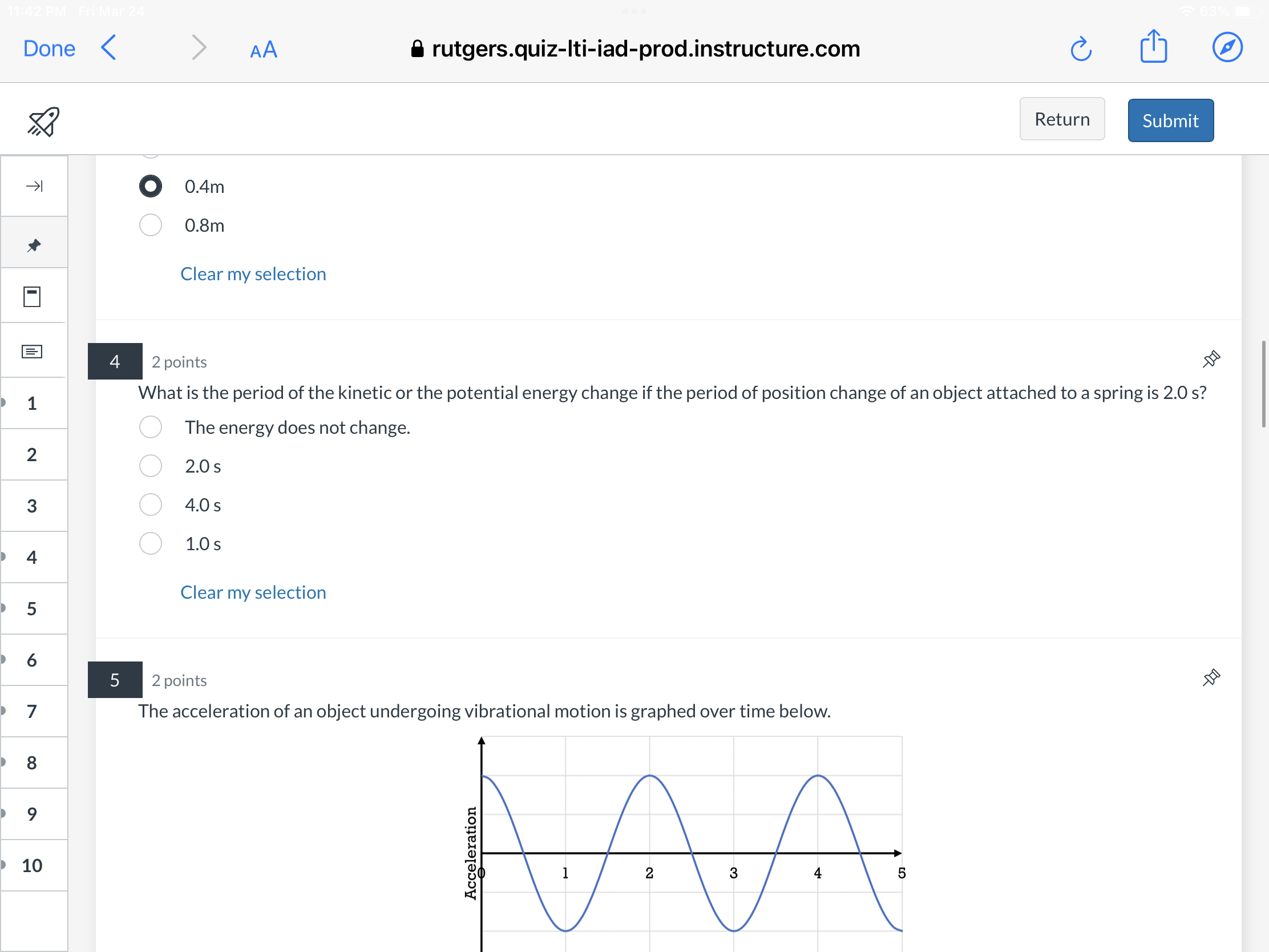 of the following correctly describes this motion? It has an amplitude of
