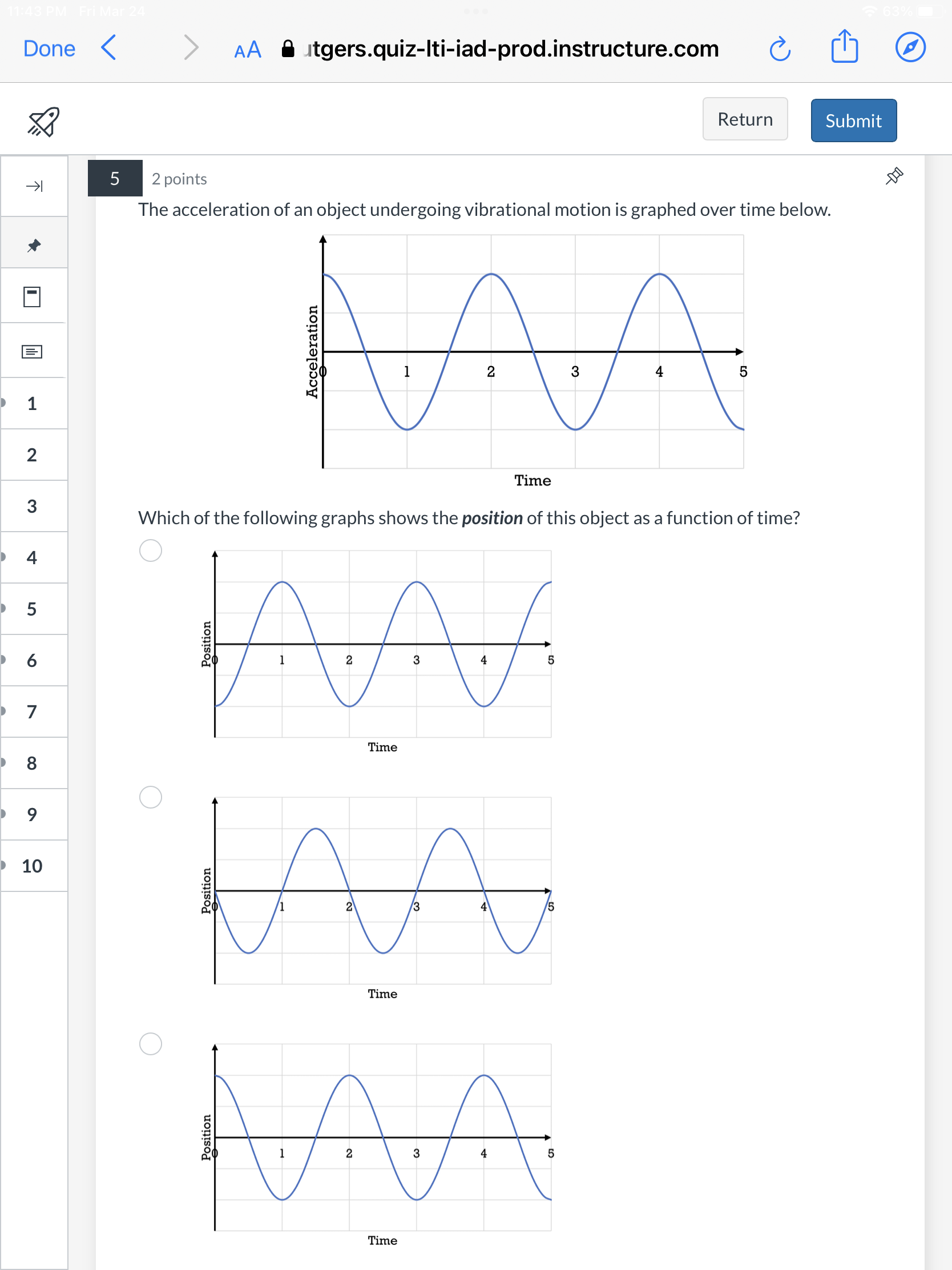 amplitude of 0.2 m and a period of 1.5 s. It has