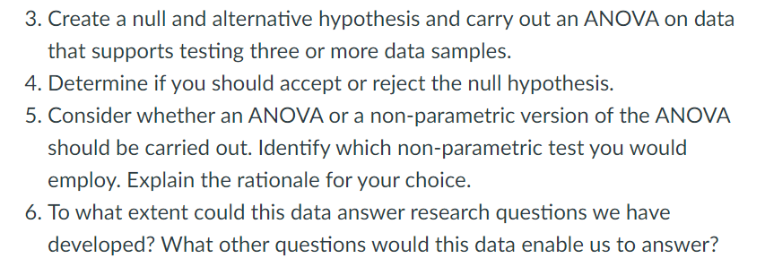  3. Create a null and alternative hypothesis and carry out an