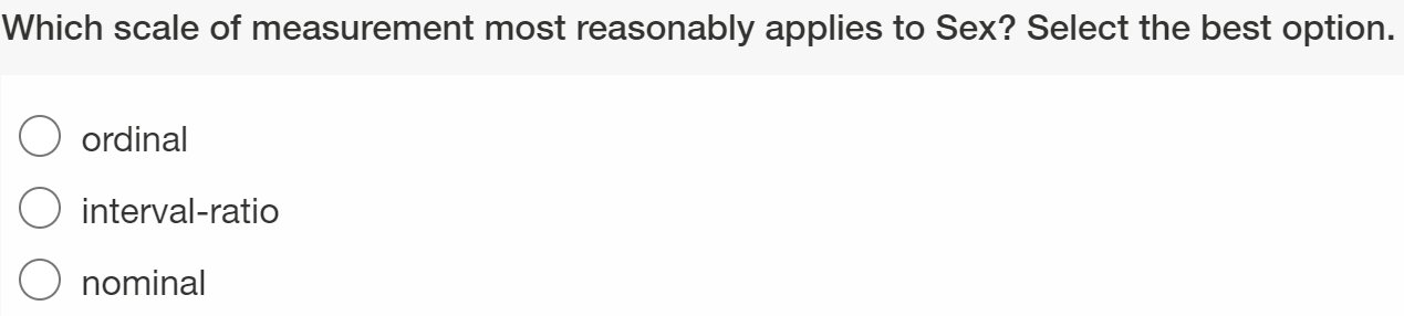 in years) I Age (measured in years) Which scale of measurement most