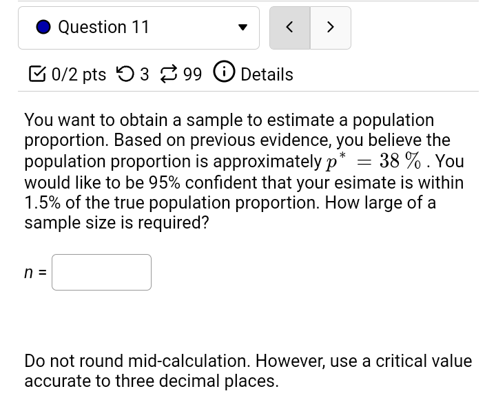 : 0.01. What is the test statistic for this sample? (Report answer