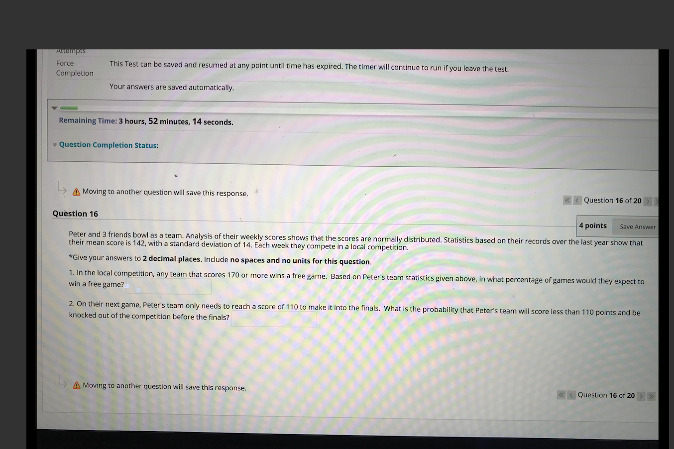 Question in image Attempts Force This Test can be saved and