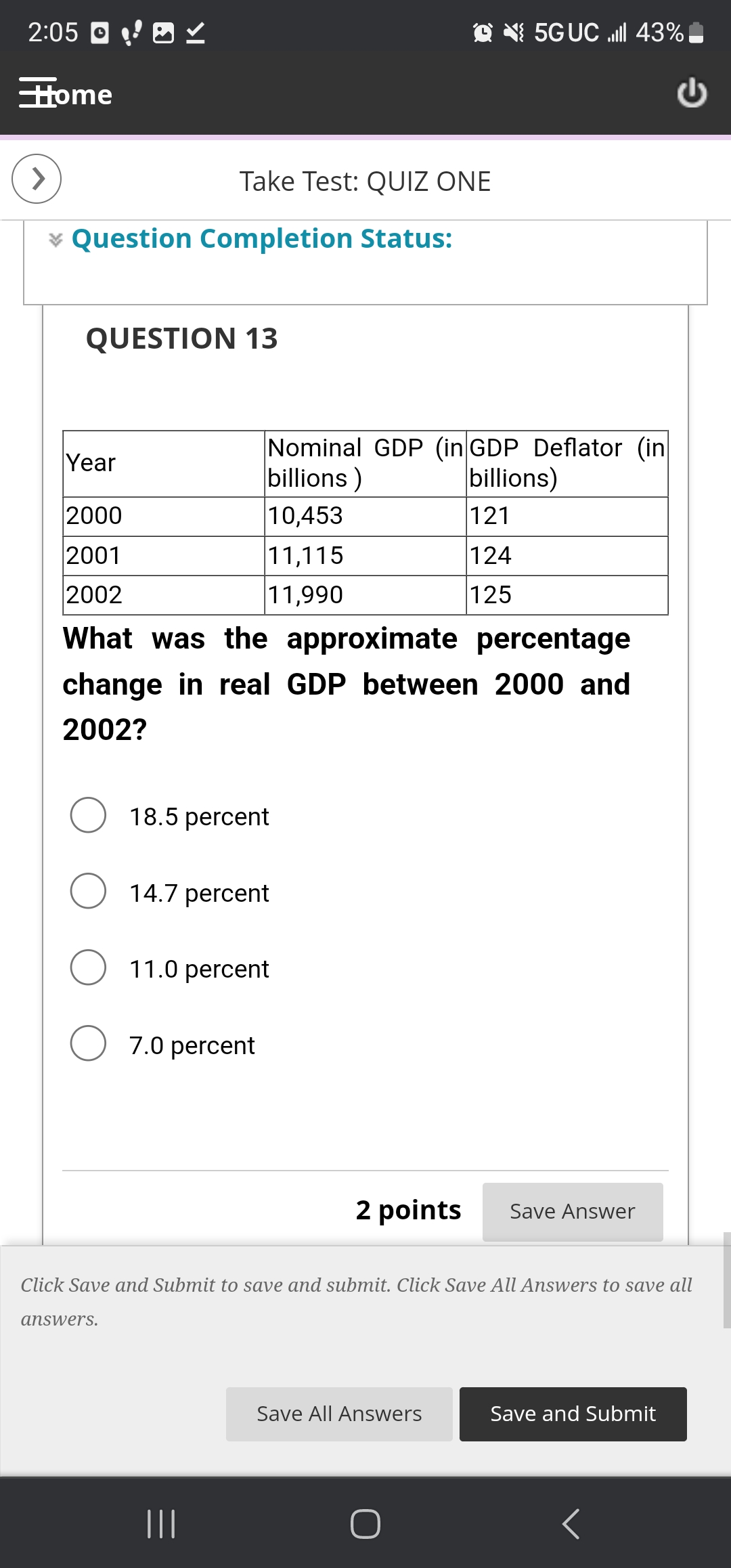 to save and submit. Click Save All Answers to save all answers.