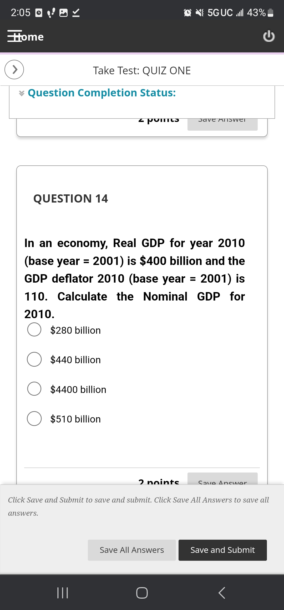 Save All Answers Save and Submit O2103 E I,-' B i '0