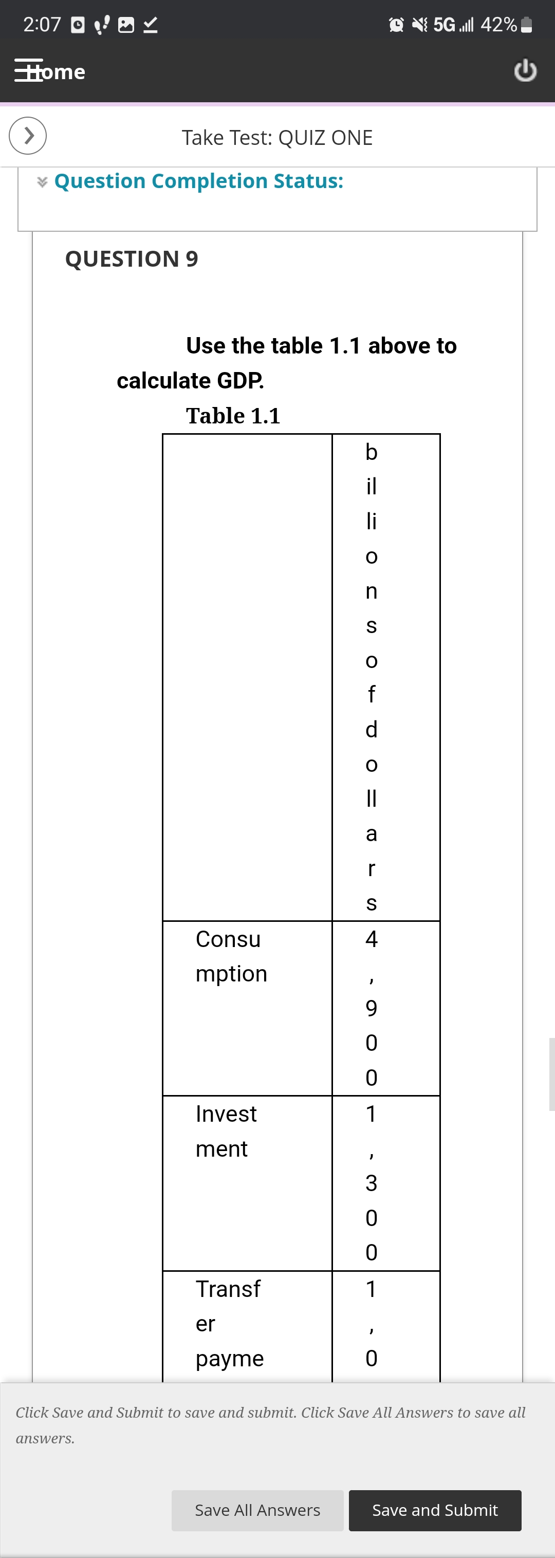 Test: QUIZ ONE Question Completion Status: QUESTION 7 Which of the following