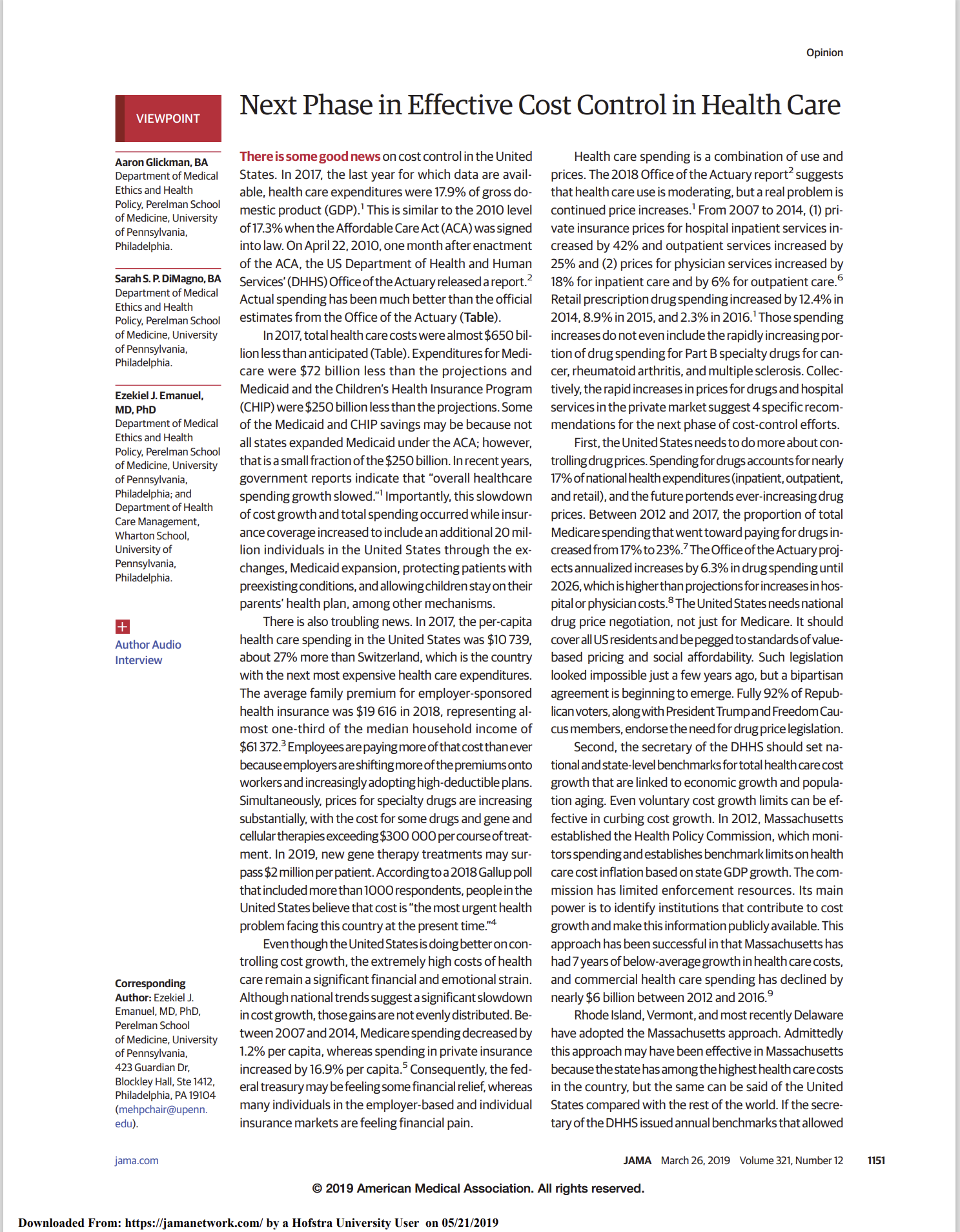 Department of Medical Ethics and Health Policy, Perelman School of Medicine, University