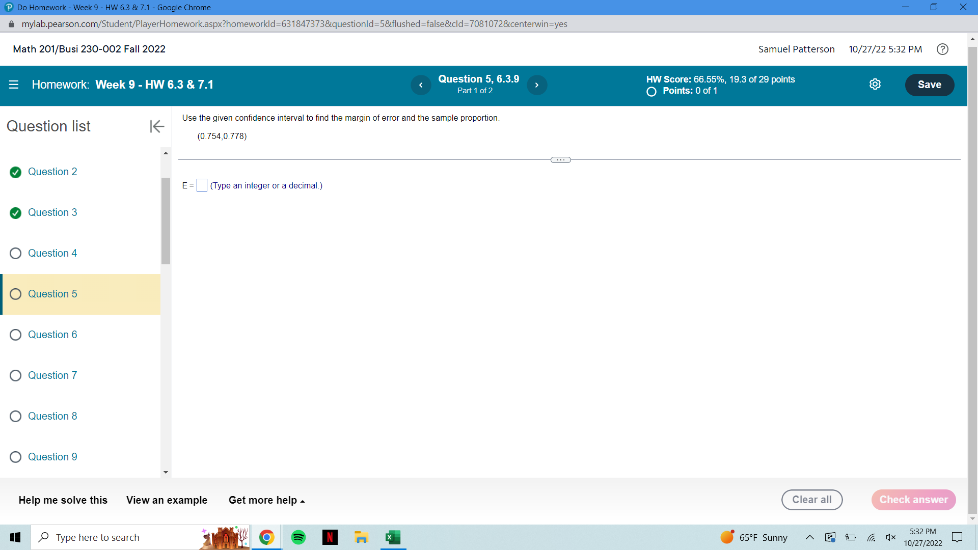  Do Homework - Week 9 - HW 6.3 & 7.1 -