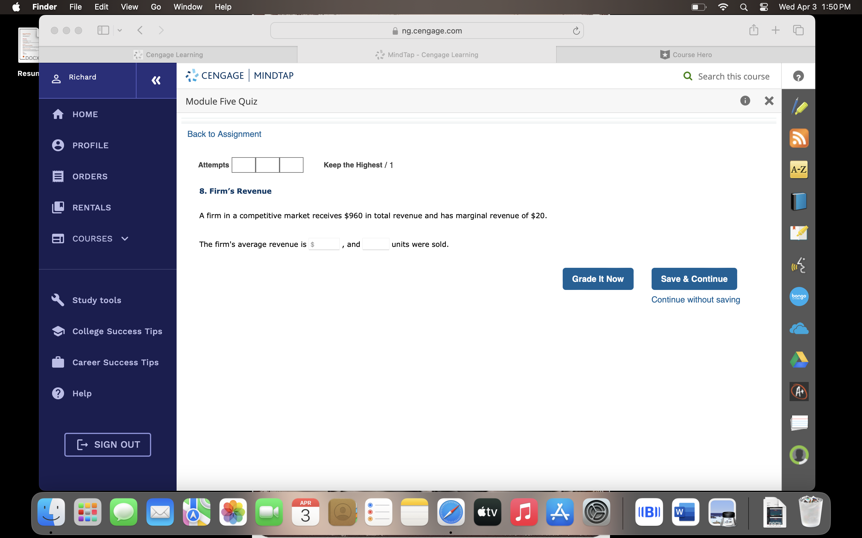 Apr 3 1:50PM @ ng.cengage.com L . 2 CENGAGE ' MINDTAP Q