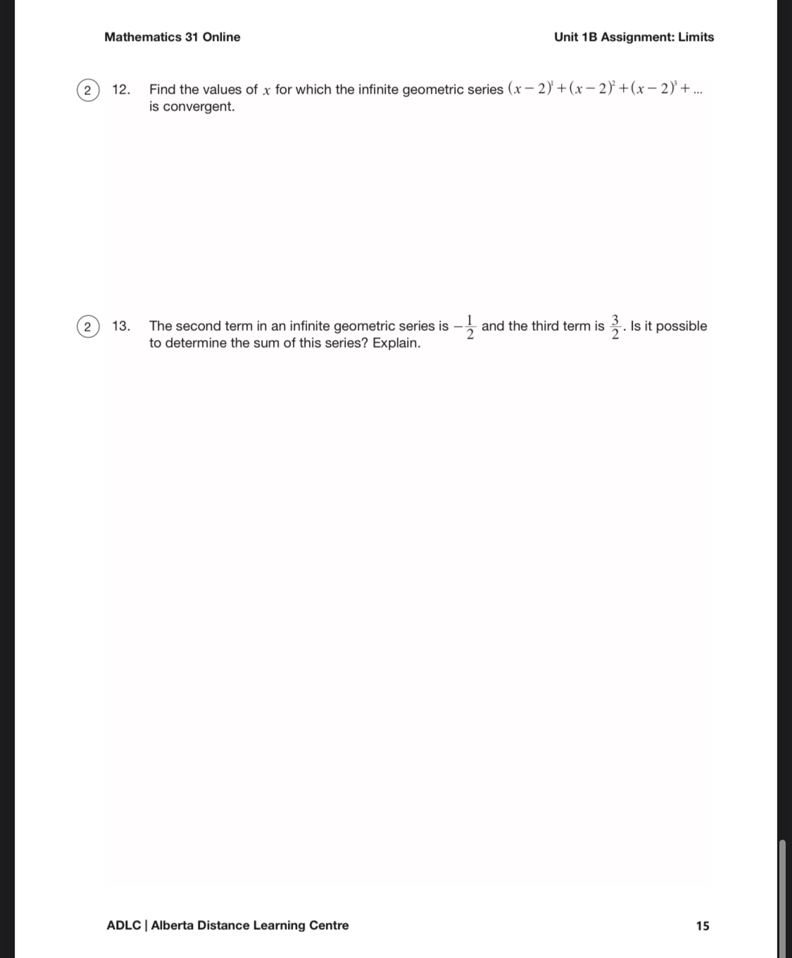Side Left Side = Right Side 6. Using limit theorems, evaluate the