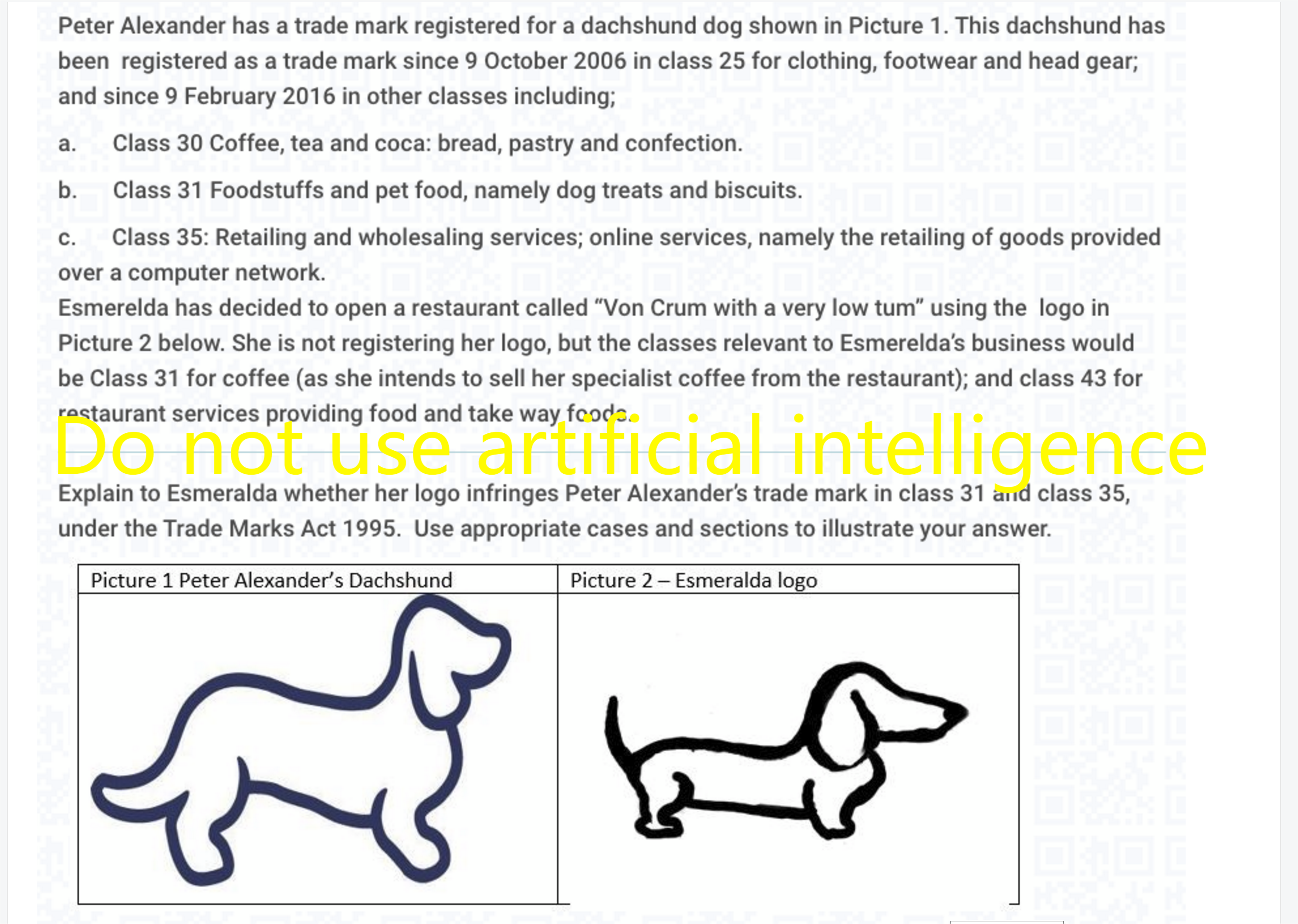 rulesPeter Alexander has a trade mark registered for a dachshund dog shown
