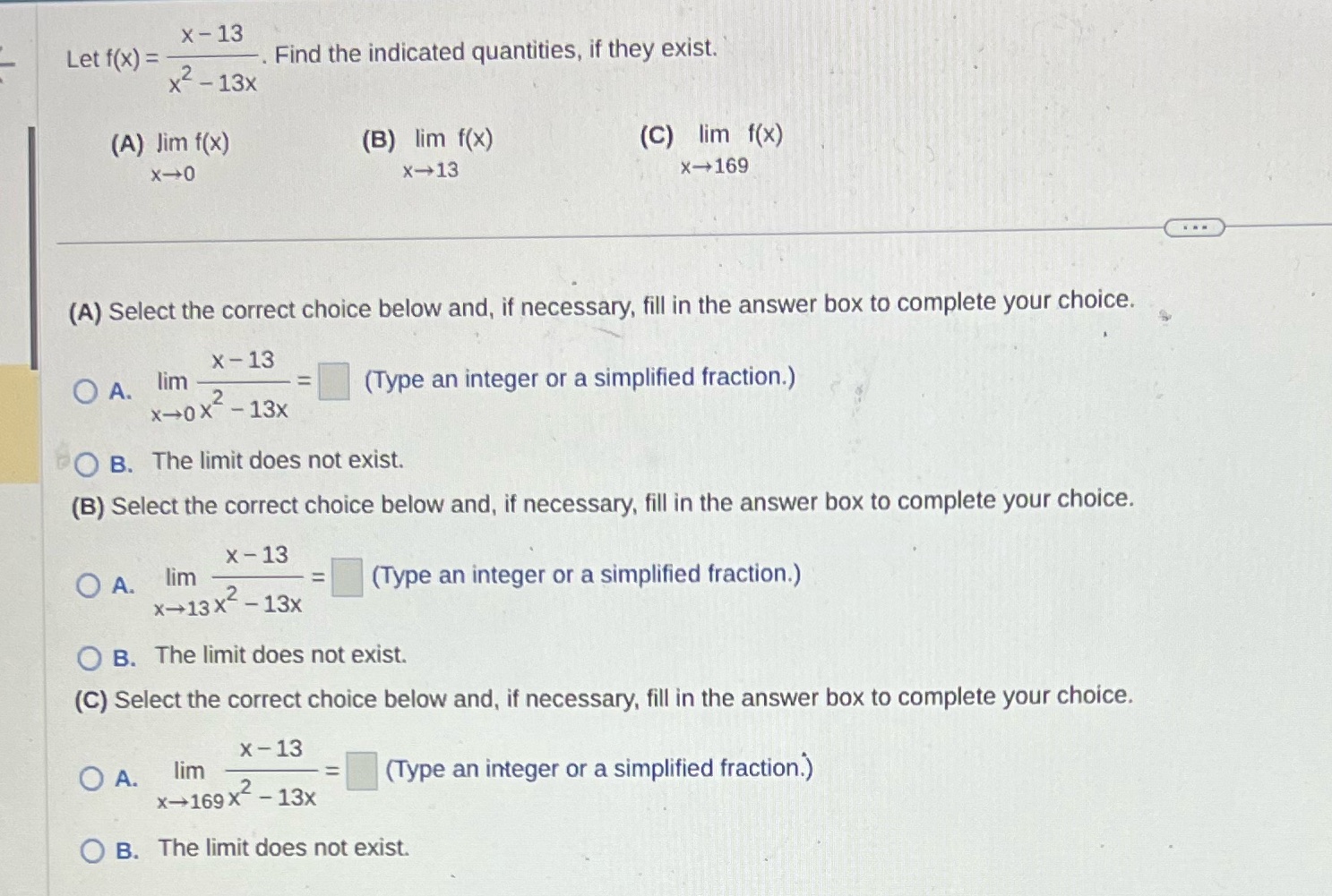  X - 13 Let f(X) = Find the indicated quantities, if