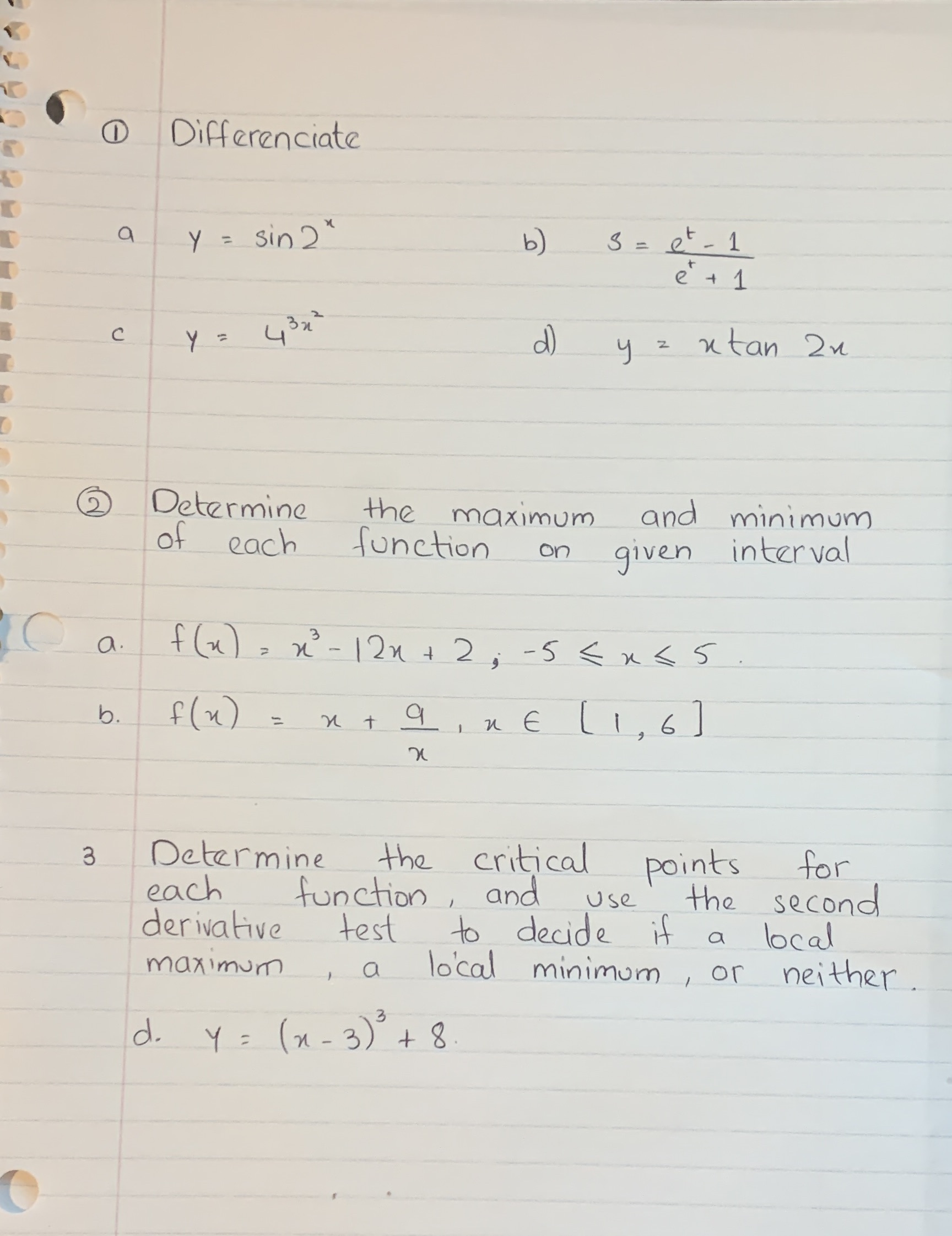 - 1 e + 1 C y = 43x d) y z