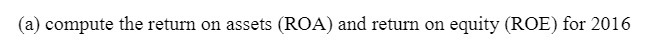 (a) compute the retum on assets (ROA) and return on equity (ROE)