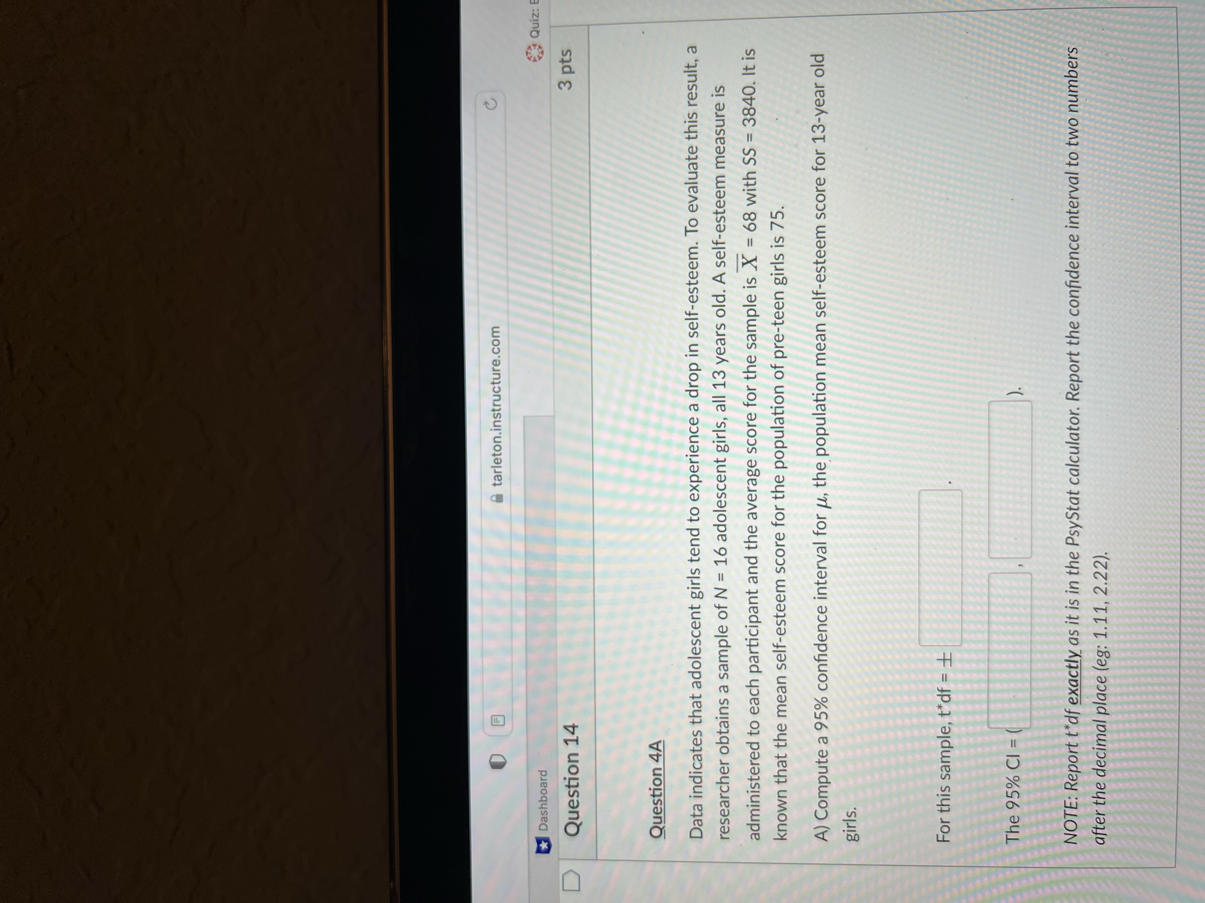 participant and the average score for the sample is X = 68