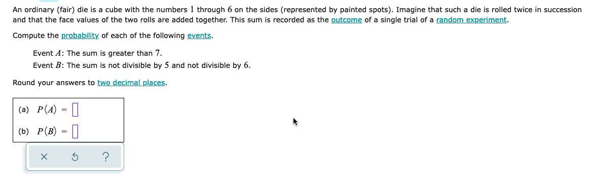 I would like help solving this problem, please:) An ordinary (fair)
