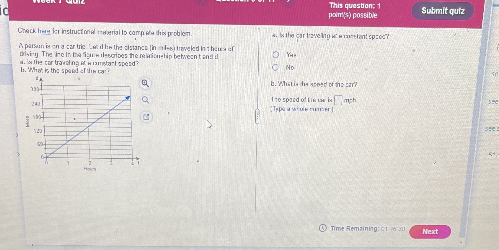  This question: 1 Submit quiz point(s) possible Check here for instructional