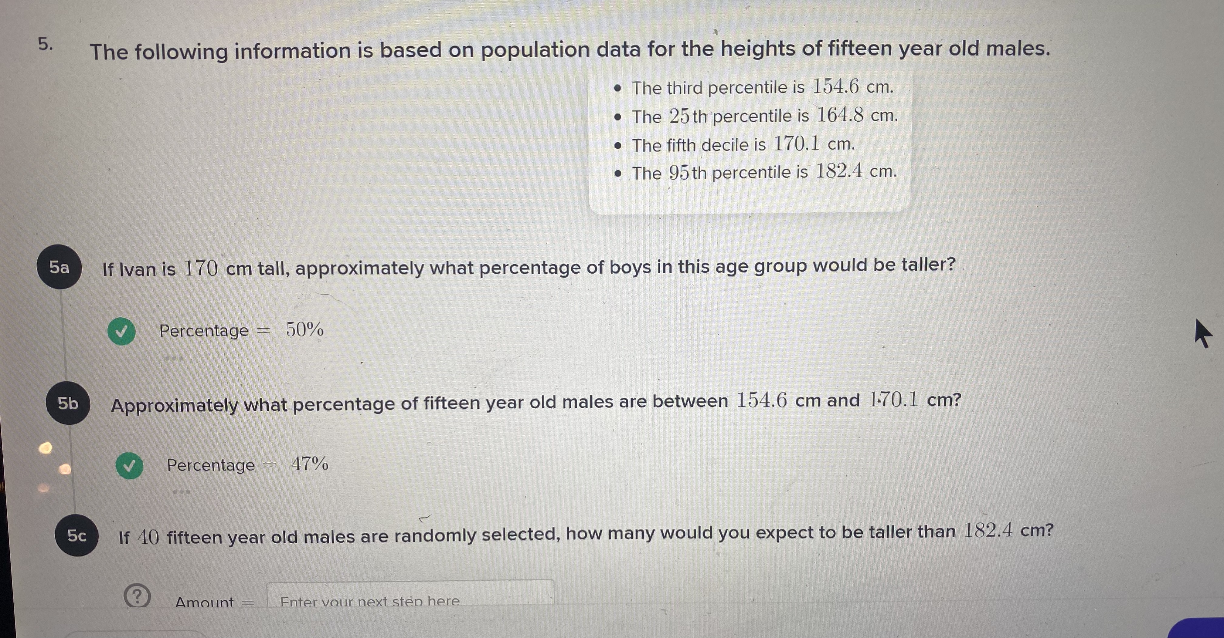 5. The following information is based on population data for the
