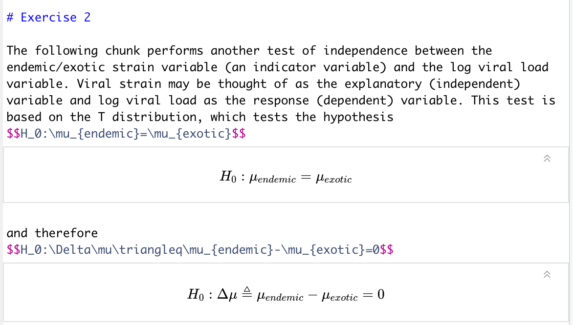 variable and log viral load as the response (dependent) variable. This test