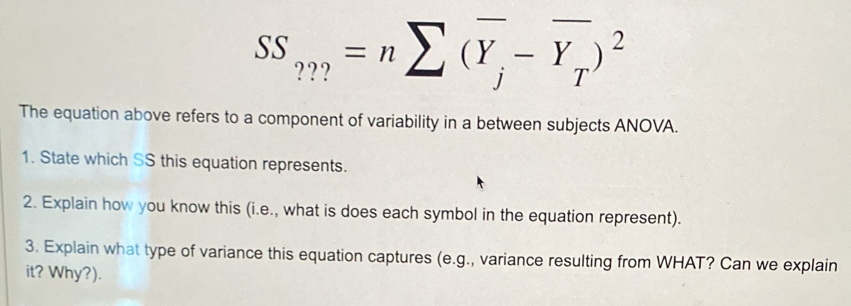 refers to a component of variability in a between subjects ANOVA. 1.