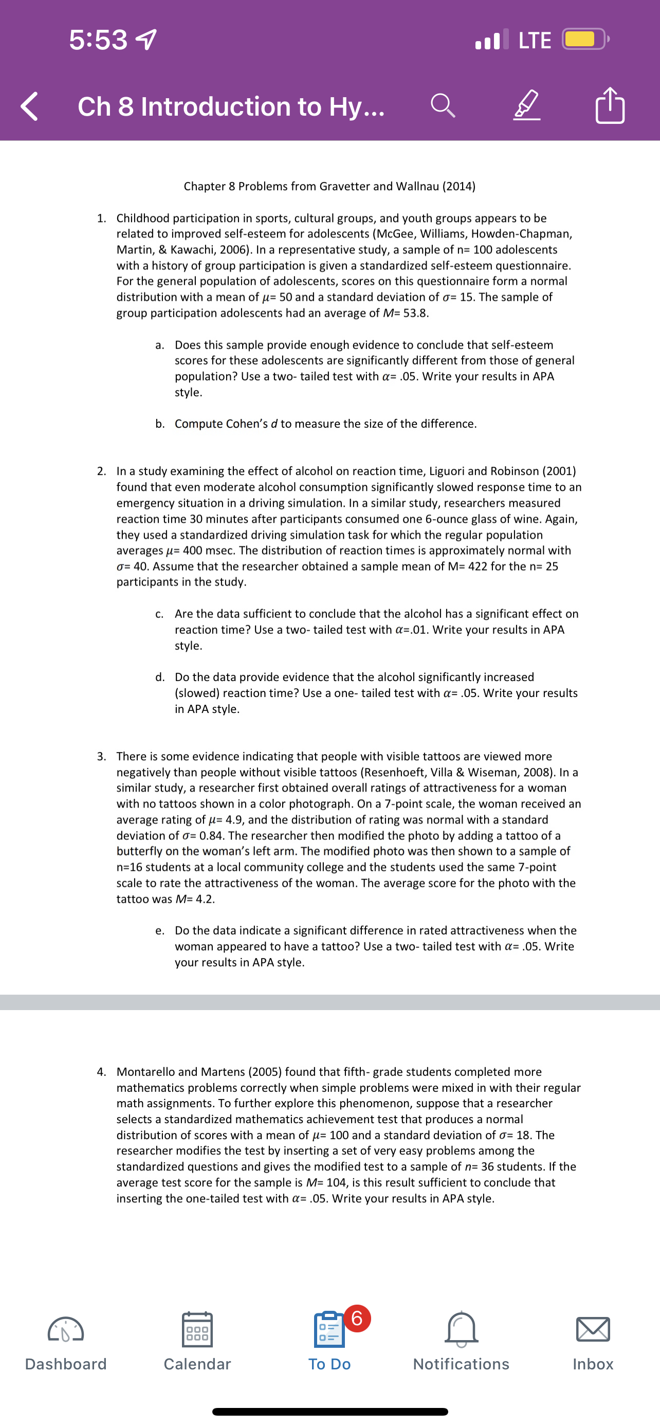 5:53 Ch 8 Introduction to Hy... Chapter 8 Problems from Gravetter and