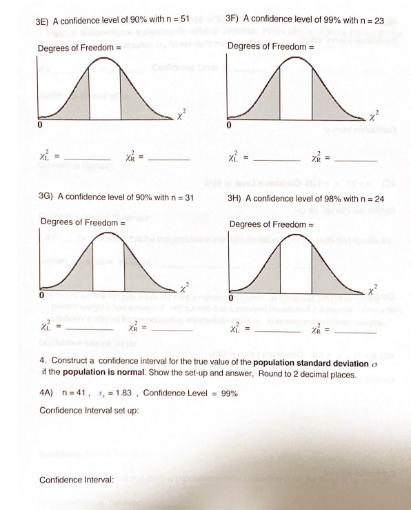 26 3B) A confidence level of 98% with n = 41 Degrees