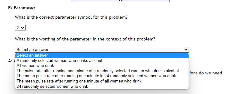 parameter in the context of this problem? Select an answer Select an