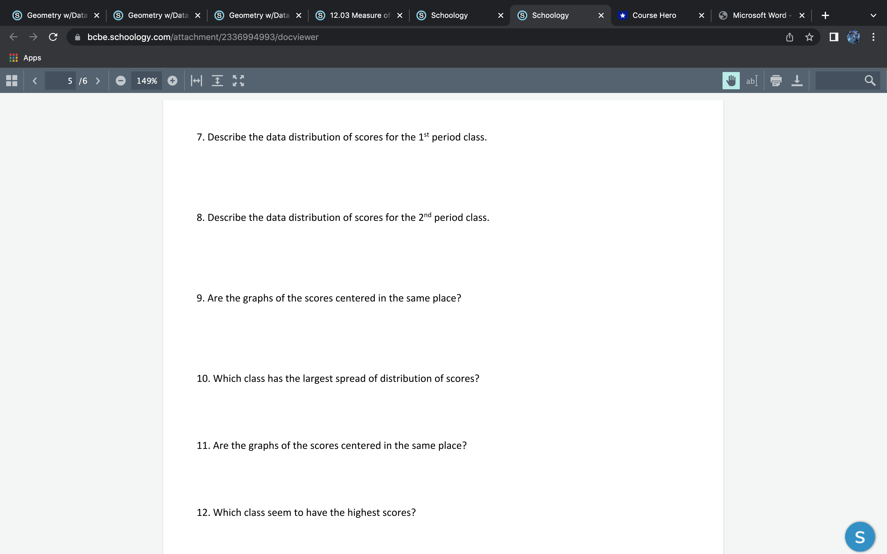 12.03 Measure of X Schoology X S Schoology X Course Hero X