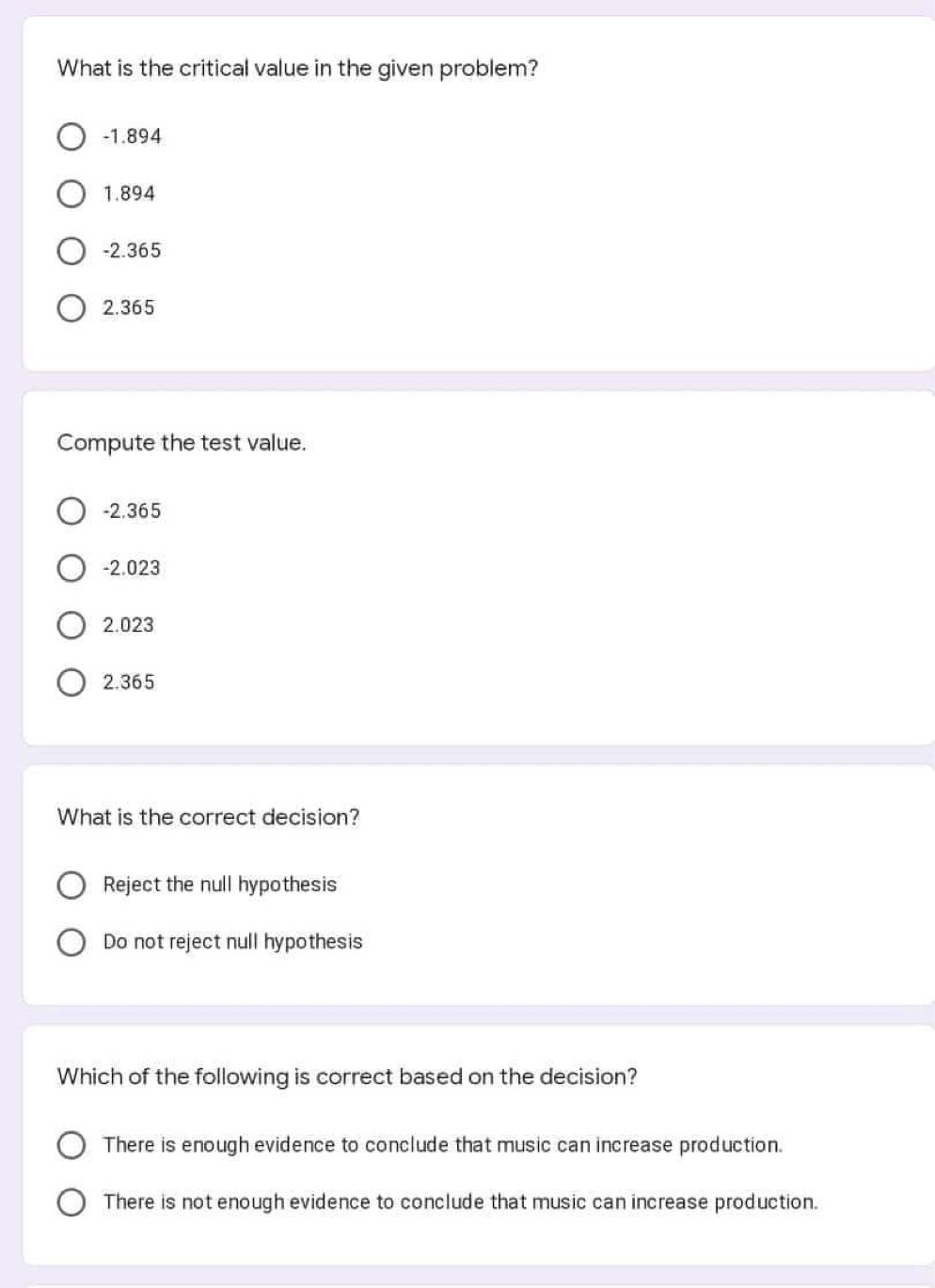 of items each produced for a specific are monitored again. The data