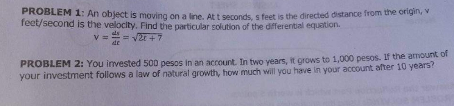 hi pls help me answer both pls pls asap PROBLEM 1: