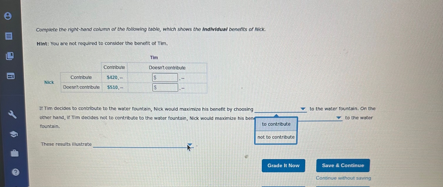 contributing toward the creation of a water fountain. Each can choose whether