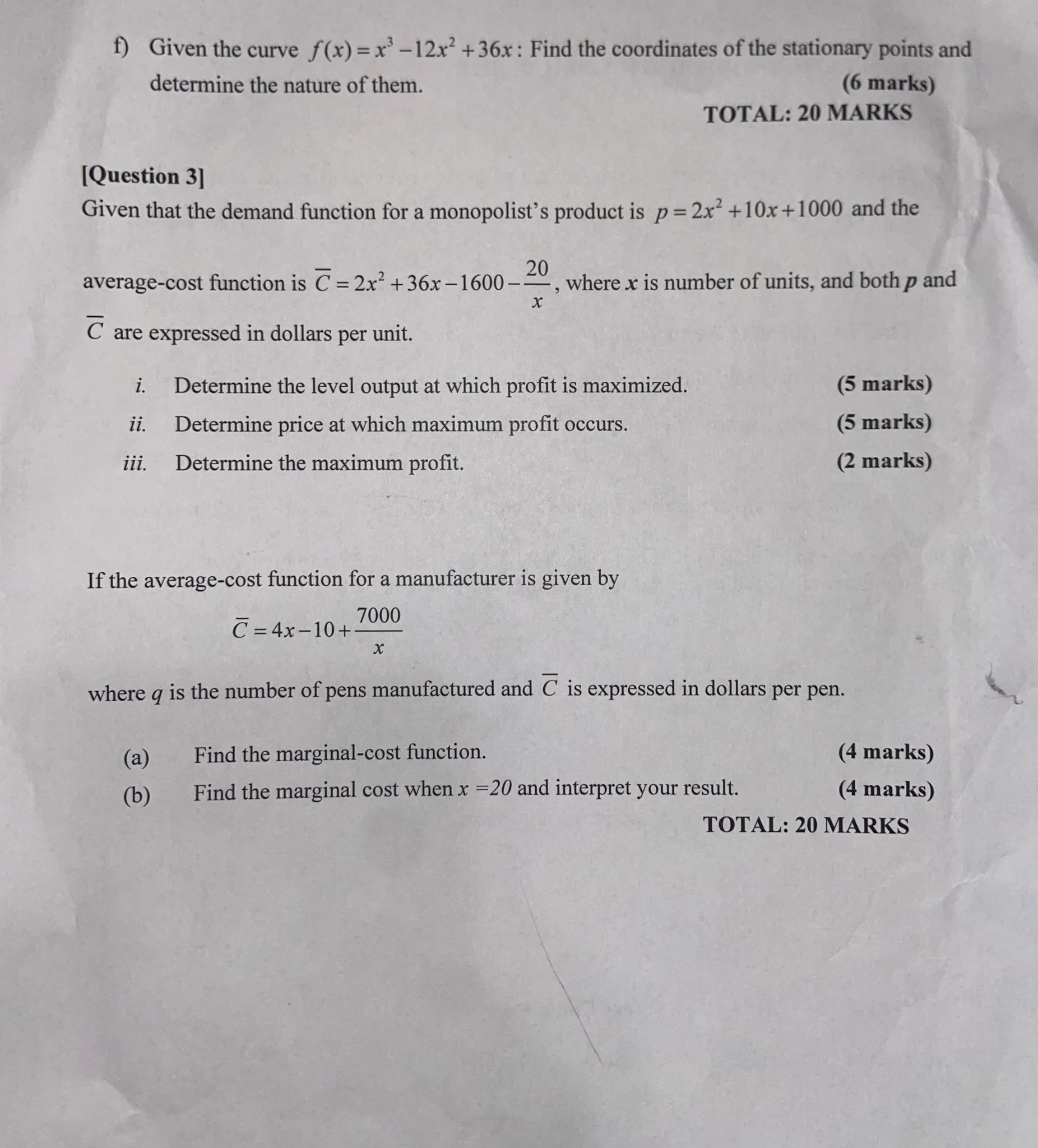 Evaluate the average rate of change for each function over the given
