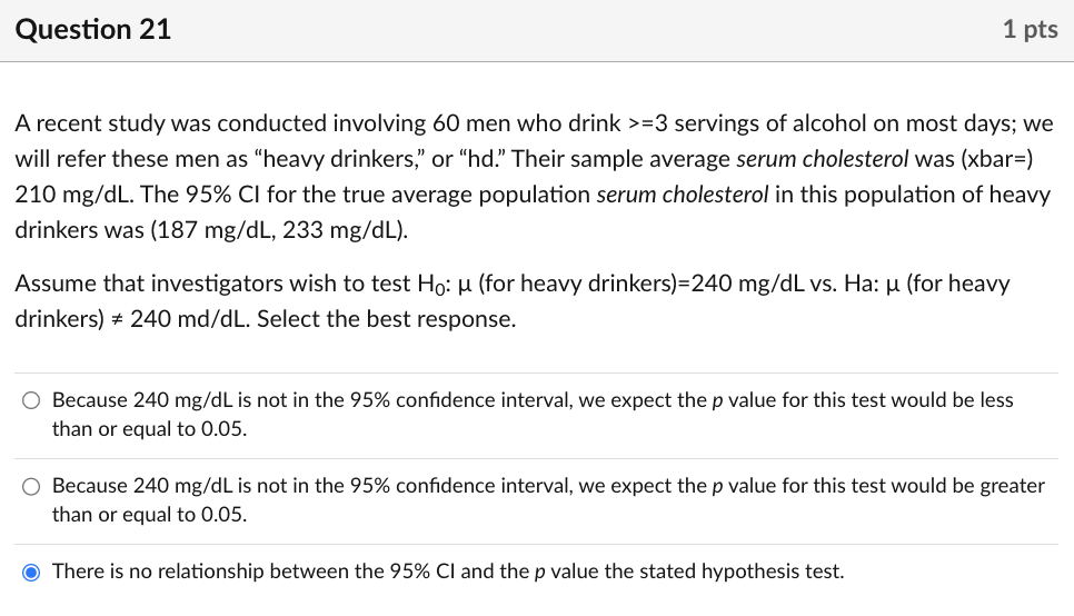 type ll error? O P(z0.73) O 2*P(Z=3 servings of alcohol on most