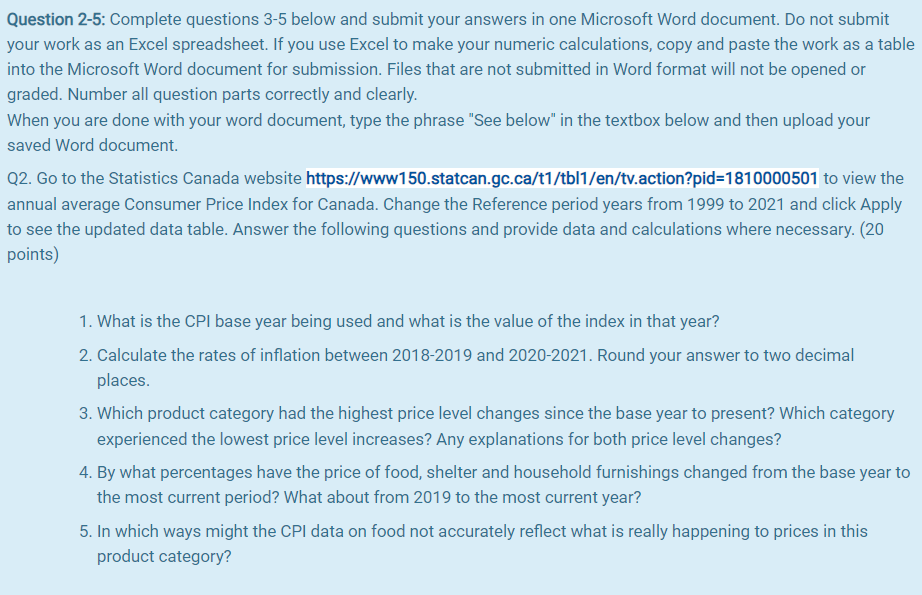  Question 2-5: Complete questions 3-5 below and submit your answers in