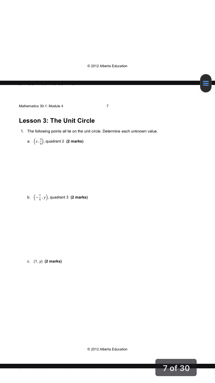 P(0) is at the intersection of the unit circle and the terminal