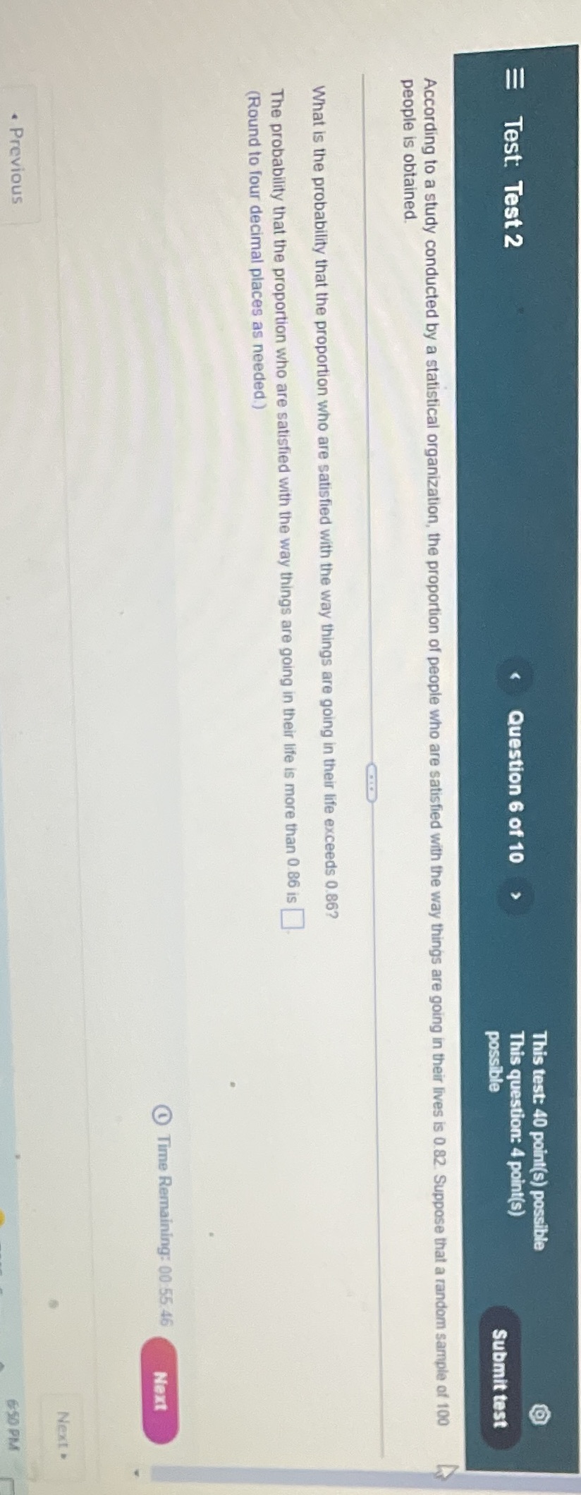 of 10 > This question: 4 point(s) possible Submit test According to